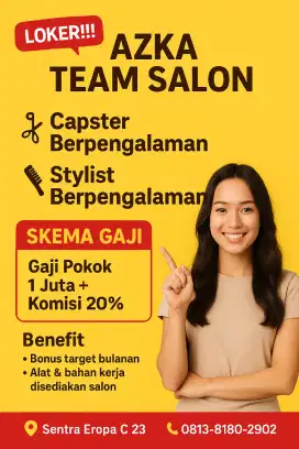 Lowongan kerja AZKA TEAM SALON sentra eropa c23