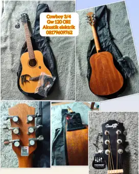 Gitar Cowboy original 3/4 GW 120 Na akustik elektrik siap pakai
