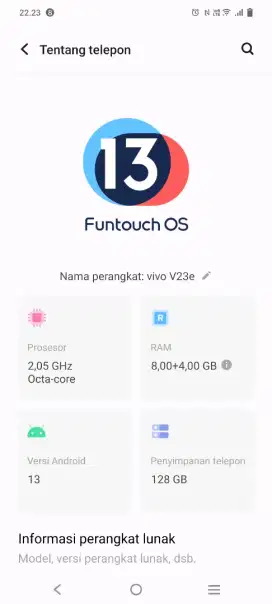 Vivo V23e Ram 8/128 Biru Metalik NFC
