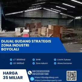 Dijual Gudang Super Strategis Kawasan Industri Boyolali Luas 3 Ha