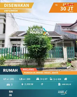 TURUN HARGA ,Rumah Disewakan Murah di Pondok Blimbing Indah Araya