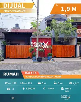 Rumah Terawat Full Furnished di Blok Depan PBI Araya, Blimbing Malang