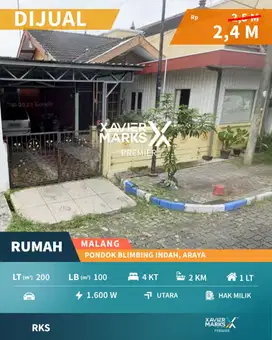 Turun Harga Drastiss ,Rumah Klasik Sangatt Terawat di PBI Araya Malang