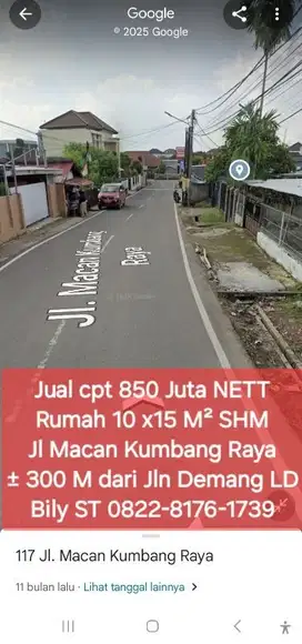 Rumah 150 M² Macan Kumbang Demang Murah Palembang  Tanah