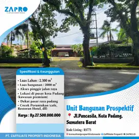 Jual bangunan cocok peruntukan cafe, restoran, hotel, dll di padang