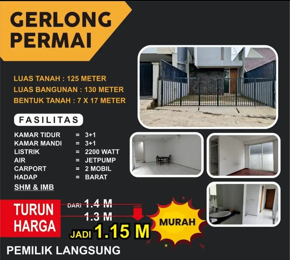 Gerlong Permai 130m² Siap Huni – Harga Promo 1.15 M