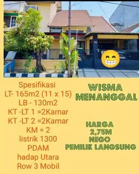 ❗Wisma Menanggal❗Rumah di Menanggal-Gayungan