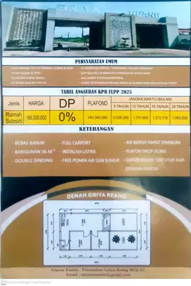 Rumah Subsidi Free Dp  dan Bonus Dapur
