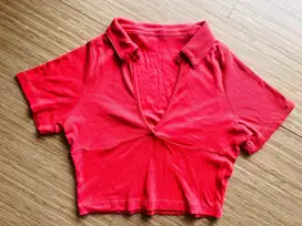 T Shirt Crop Top Kaos Pendek Wanita SIZE M
