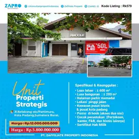Jual ruko kawasan bisnis & pusat kota padang,lokasi pinggir jalan raya