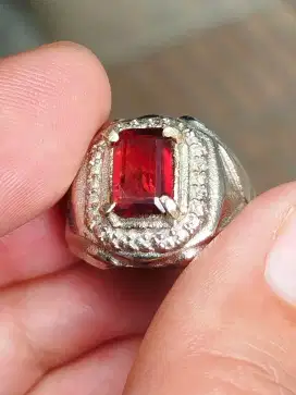 Batu garnet rhodolite 2.05 carat ring alpaka memo GLI