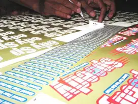 Custom sticker cutting logo sanblasting stiker buram es silver lobby