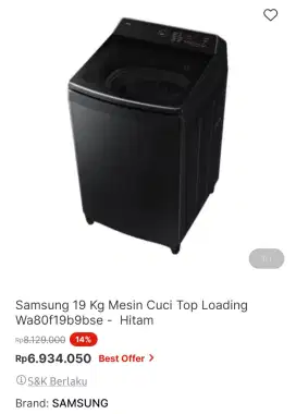 Mesin cuci samsung 19KG super besar