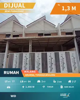 Rumah Dalam Cluster ,Sudah Semi Furnished 2 Lantai di Kota Malang