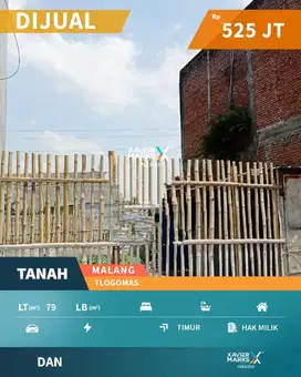 Tanah Murah Cocok Untuk Bangun Kos di Tlogomas Dekat Banyak Kampus
