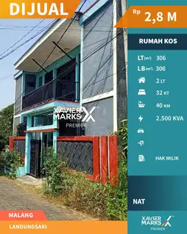 Rumah Kost 2 Lantai dekat Banyak Kampus ,Landungsari Malang