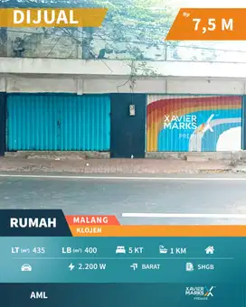 Rumah Hitung Tanah Saja, di Jalan Poros Kota Lama Malang