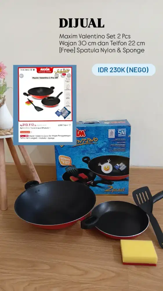 Set Wajan Maxim Valentino Isi 2 Gratis Spatula
