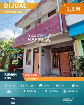 Rumah Kost Strategis Non Furnished di Tlogomas, Malang