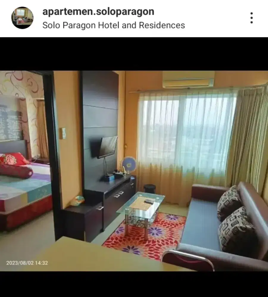 Disewakan Apartemen Solo Paragon, bisa harian, mingguan, bulanan