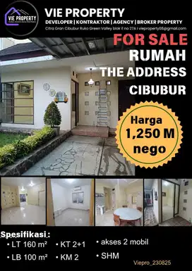 Dijual Rumah The Address Cibubur