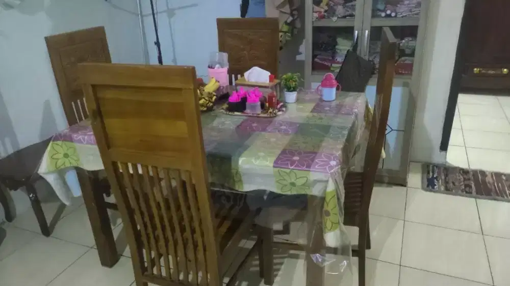 Meja makan minimalis balero kursi 4 kayu jati asli