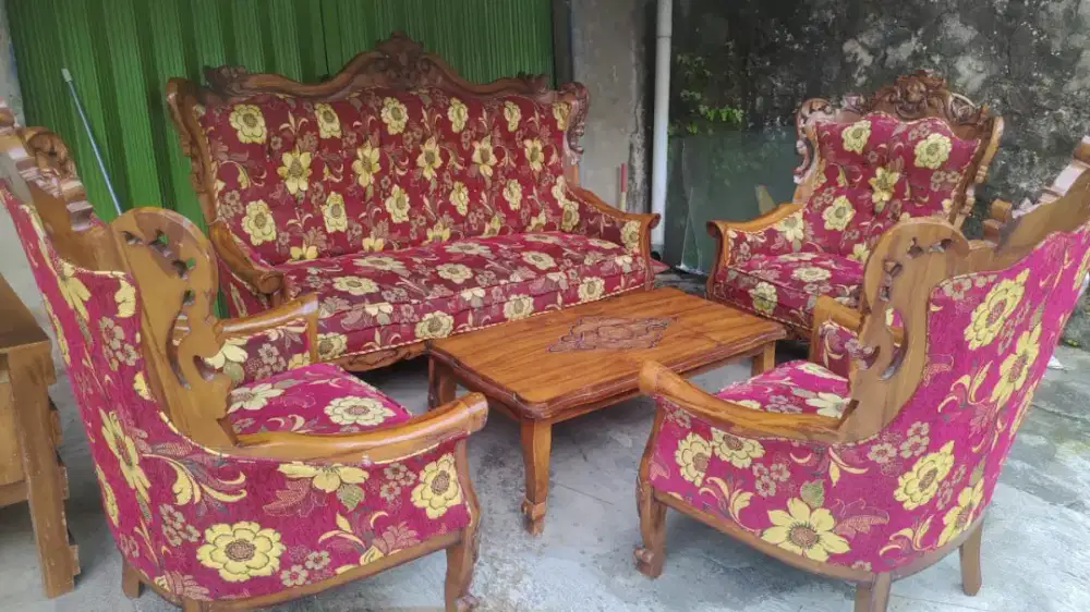 Kursi tamu romawi 3111 kayu jati asli