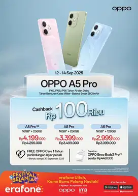 promo oppo a5 pro dapatkan cashback 100ribu dan dptkn oppo encobuds3