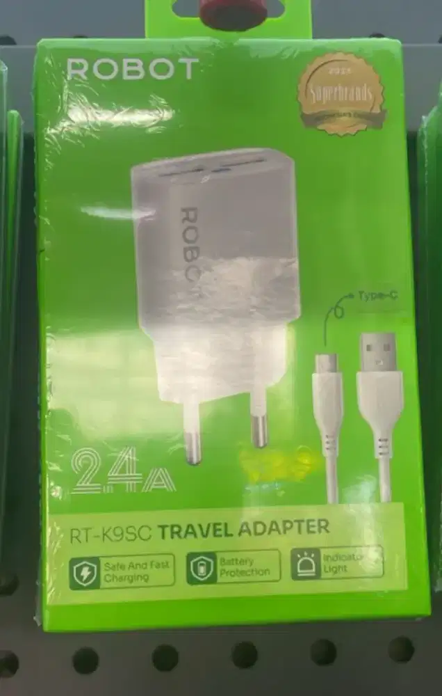 ROBOT RT-K9SC Dual Port Charger 5V/2.4A Kabel Type-C