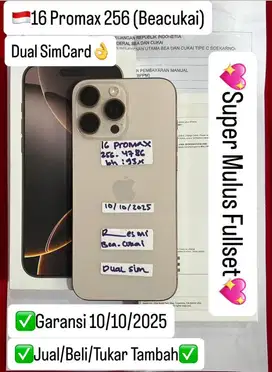 Iphone 16 Promax 256 Gb Desert Titanium Mulus Dualsim