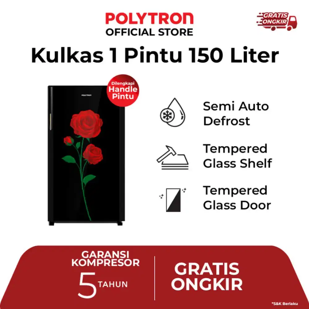 Kulkas Polytron 1 Pintu PRA-15DRX 150 Liter Ada Gagang Pintu
