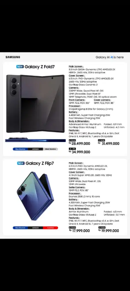 Samsung fold flip 7 new SEIN