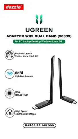 UGREEN WIRELESS ADAPTER DUAL BAND (90339)