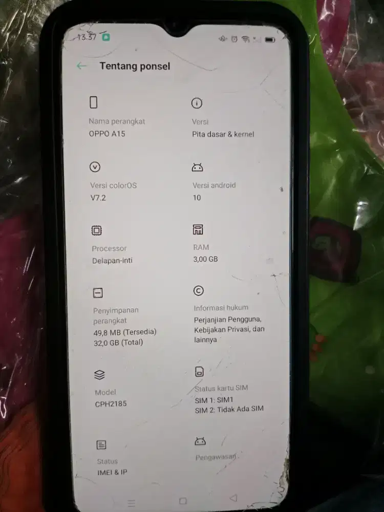 Oppo a15 ram 3gb batangan