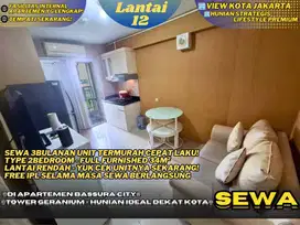 Sewa Murah! 2BR Full Furnished Desain Minimalis Free IPL Bassura City