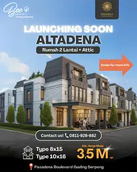 DIJUAL Altadena Rumah 2 Lantai Dan Attic harga 3M-an