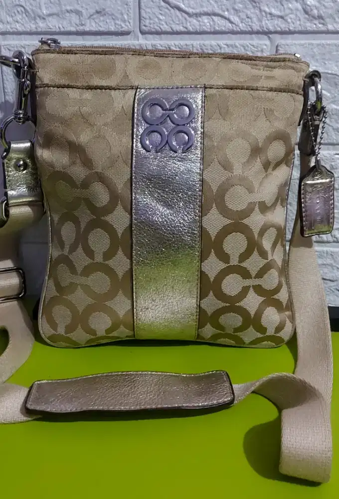 Tas Sling Coach Autentic ( kulit mix kanvas )