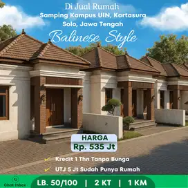 Dijual Rumah Balinese Style Unic, selangkah Kampus UIN Kartasura Solo