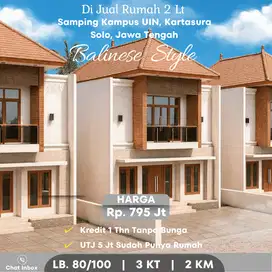 Jual Rumah Mewah 2 Lantai dg Arsitektur Bali view Gunung di Solo Barat