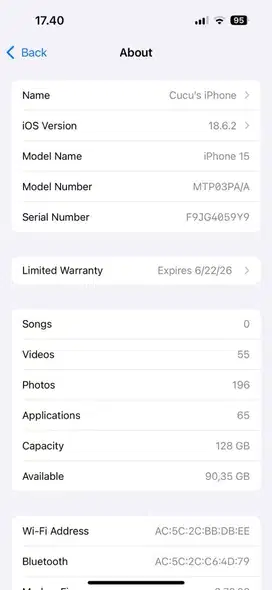 Iphone 15 128gb Mulus