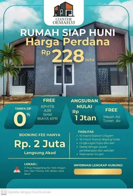 RUMAH READY STOCK 200 JUTAAN SAJA DEKAT STASIUN KRL