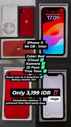 iPhone 11 64 GB Fullset ex-Inter