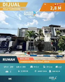 g050 Rumah Full Furnish di main road PBI Araya Malang
