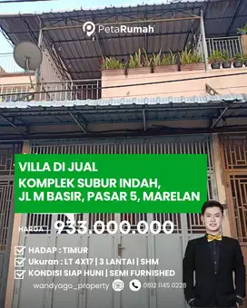 DIJUAL RUMAH KOMP SUBUR INDAH, JL M BASIR, PASAR 5, MARELAN
