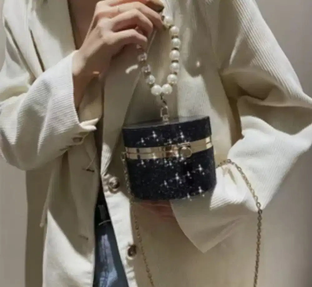 Tas Pesta Wanita elegan  Diamond Bag Crossbody Pearl Tote