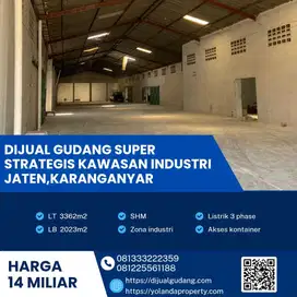 Dijual Gudang Super Strategis Industri Jaten,Karanganyar 3362m2