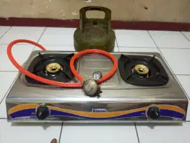 1 set kompor gas Rinnai + Tabung gas 3 kg isi (Tinggal pakai)