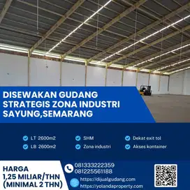 Disewa Gudang Kawasan Industri Super Strategis Sayung,Semarang 2600m2