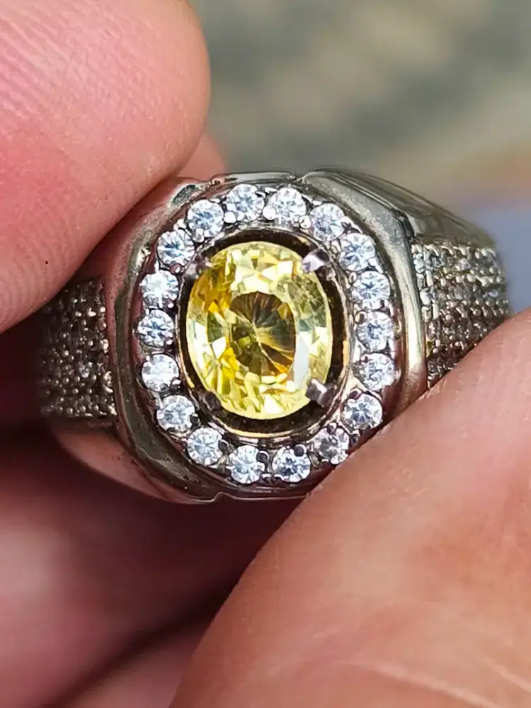 Cincin Batu yellow zircon 1.57 carat ring perak memo MRI top kristal