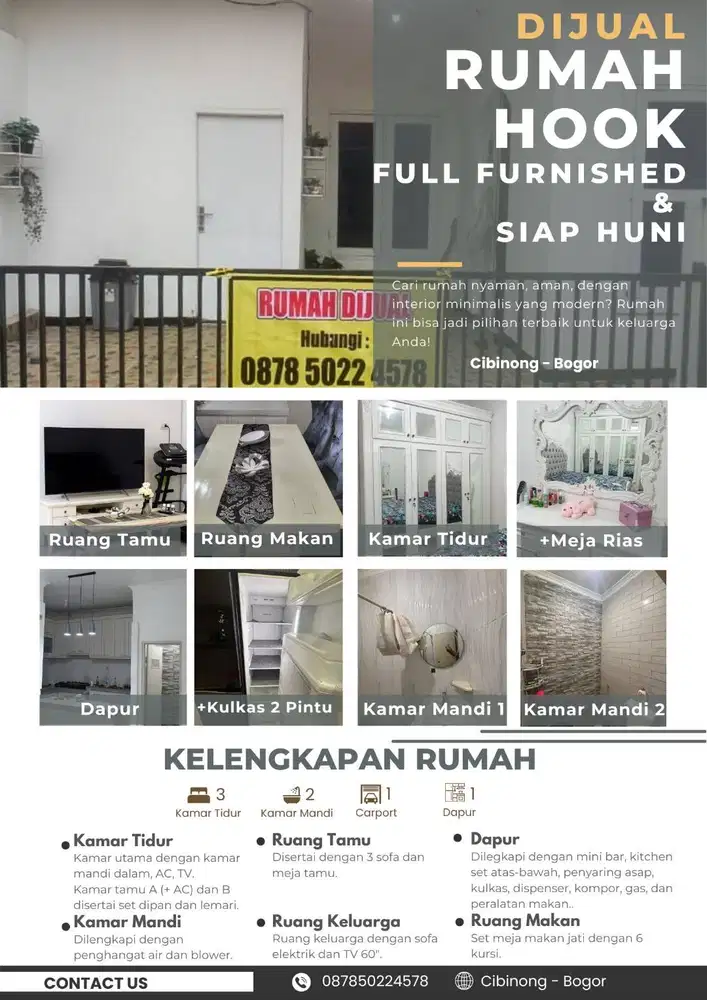 Dijual Rumah Hook Minimalis – Full Furnished (Siap Huni)